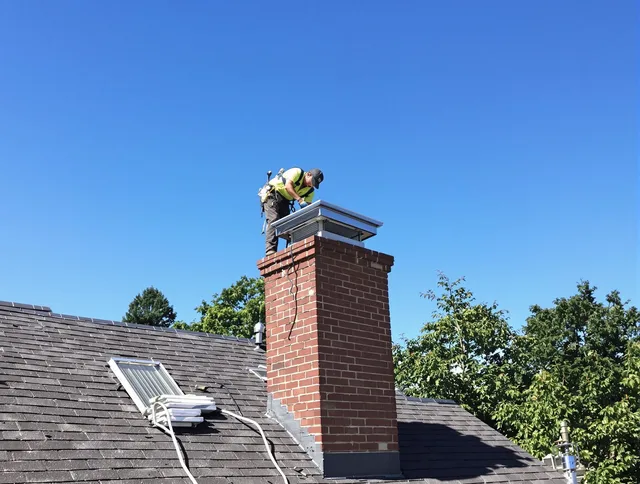 Jupiter Chimney Sweep technician measuring a chimney cap in Jupiter, FL