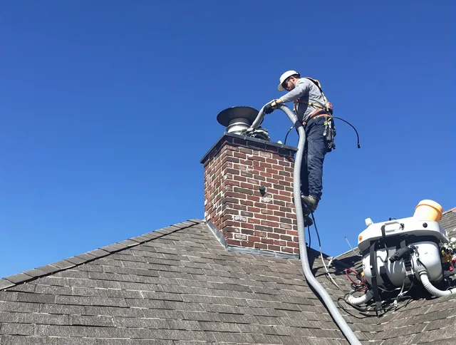 Dedicated Jupiter Chimney Sweep team member cleaning a chimney in Jupiter, FL