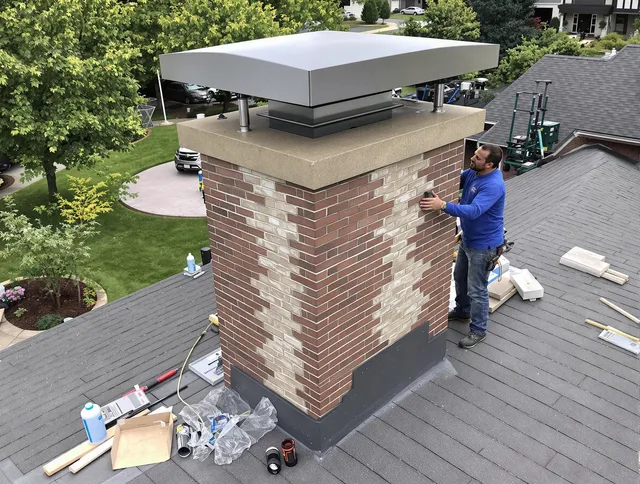 Jupiter Chimney Sweep team working on a custom chimney remodel in Jupiter, FL