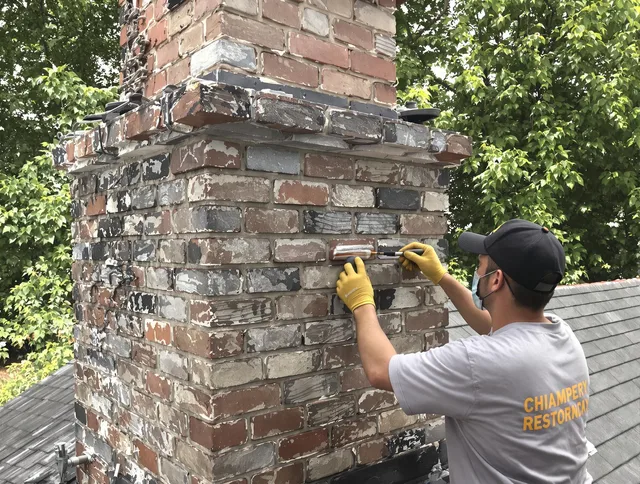In-progress chimney restoration by Jupiter Chimney Sweep in Jupiter, FL